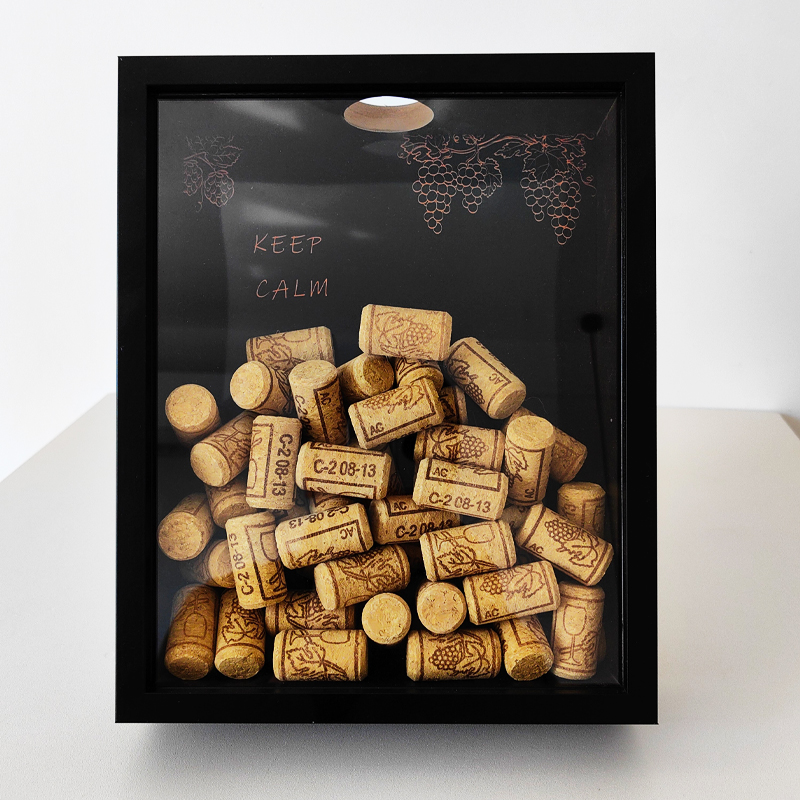 Collectible Vintage Photos - Rotwein Kork Display Rahmen Holz Weinkorken