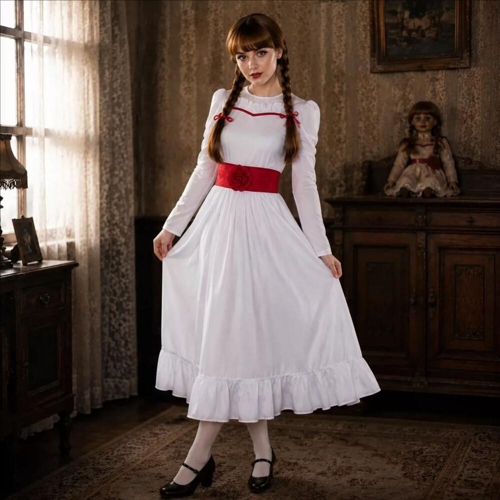 Vintage Toy Collector - Damen Vintage Böse Horrorpuppe Cosplay-Kleid Gruseliges