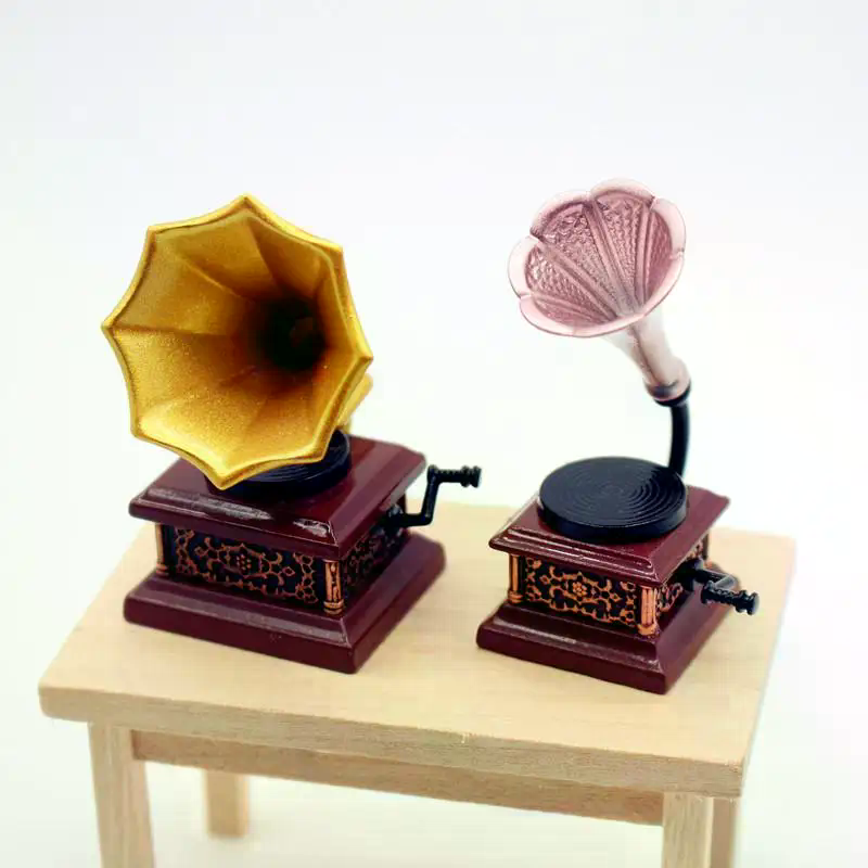 Vintage Toy Collector - Puppenhaus Vintage Phonograph Miniaturen Modell Wohnzimmer