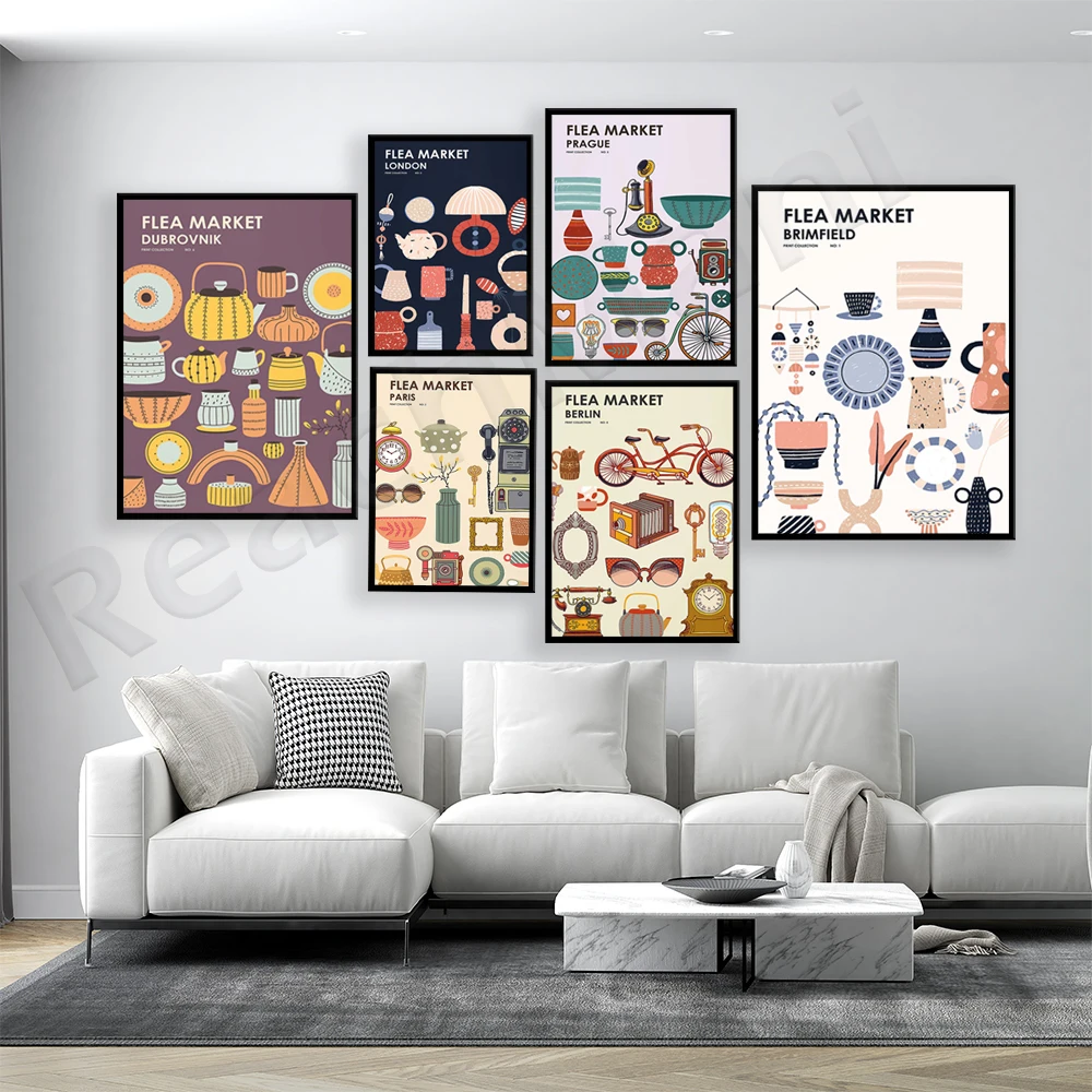 Flohmarkt-Druckkollektion Vint – Vintage Collectible Market Bewertung und Preis