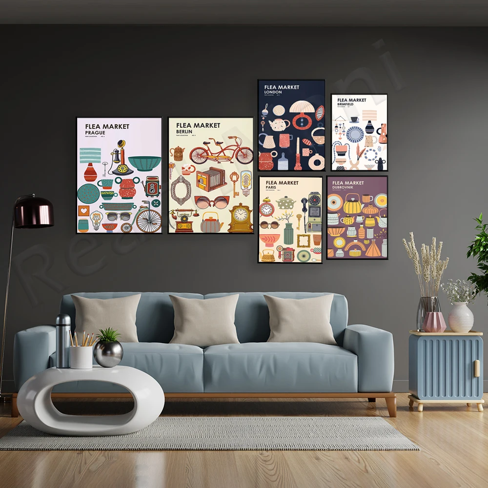 Flohmarkt-Druckkollektion Vint – Vintage Collectible Market Bewertung und Preis