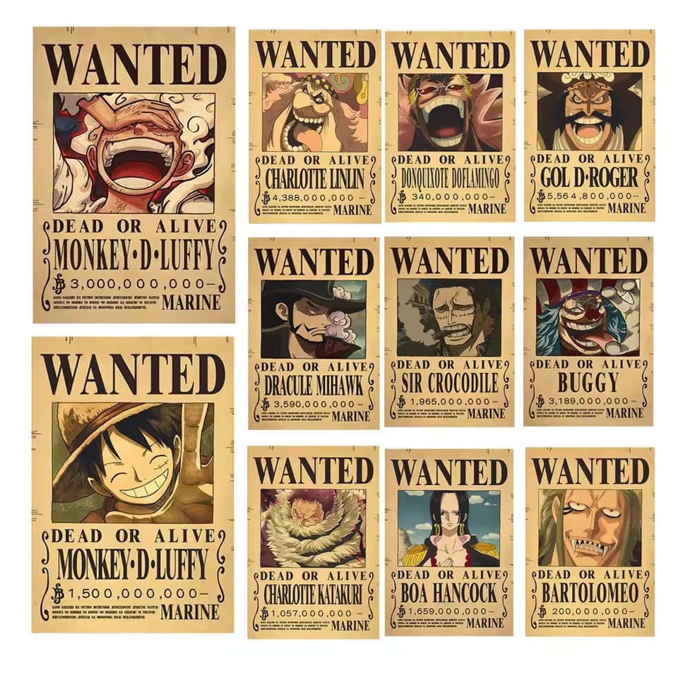 Anime One Piece Wanted-Plakate – Vintage Toy Collector Bewertung und Preis